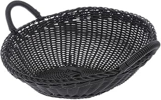 HUBERT Round Storage Basket Black with Angled Front - 16"Dia x 7"H