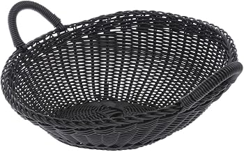 HUBERT Round Storage Basket Black with Angled Front - 16"Dia x 7"H