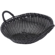 Round Storage Basket Black with Angled Front - 16"Dia x 7"H by HUBERT – Plastic, Black, Model LR-078(BLK)