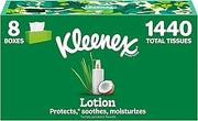 Kleenex Lotion Facial Tissues, 8 Flat Boxes, 180 Tissues per Box