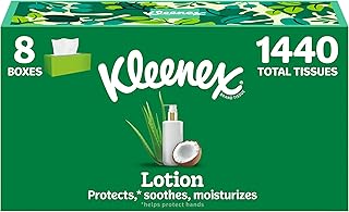 Kleenex Lotion Facial Tissues, 8 Flat Boxes, 180 Tissues per Box