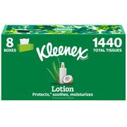 Lotion Facial Tissues by Kleenex – 180 Count (Pack of 8), Paper, White, Pack of 8, Model 55974