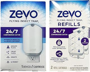 ZEVO Flying Insect Trap for Indoors: Light Trap Captures Fruit Flies, Gnats and Houseflies (1 Device & 3 Refill Cartridge)