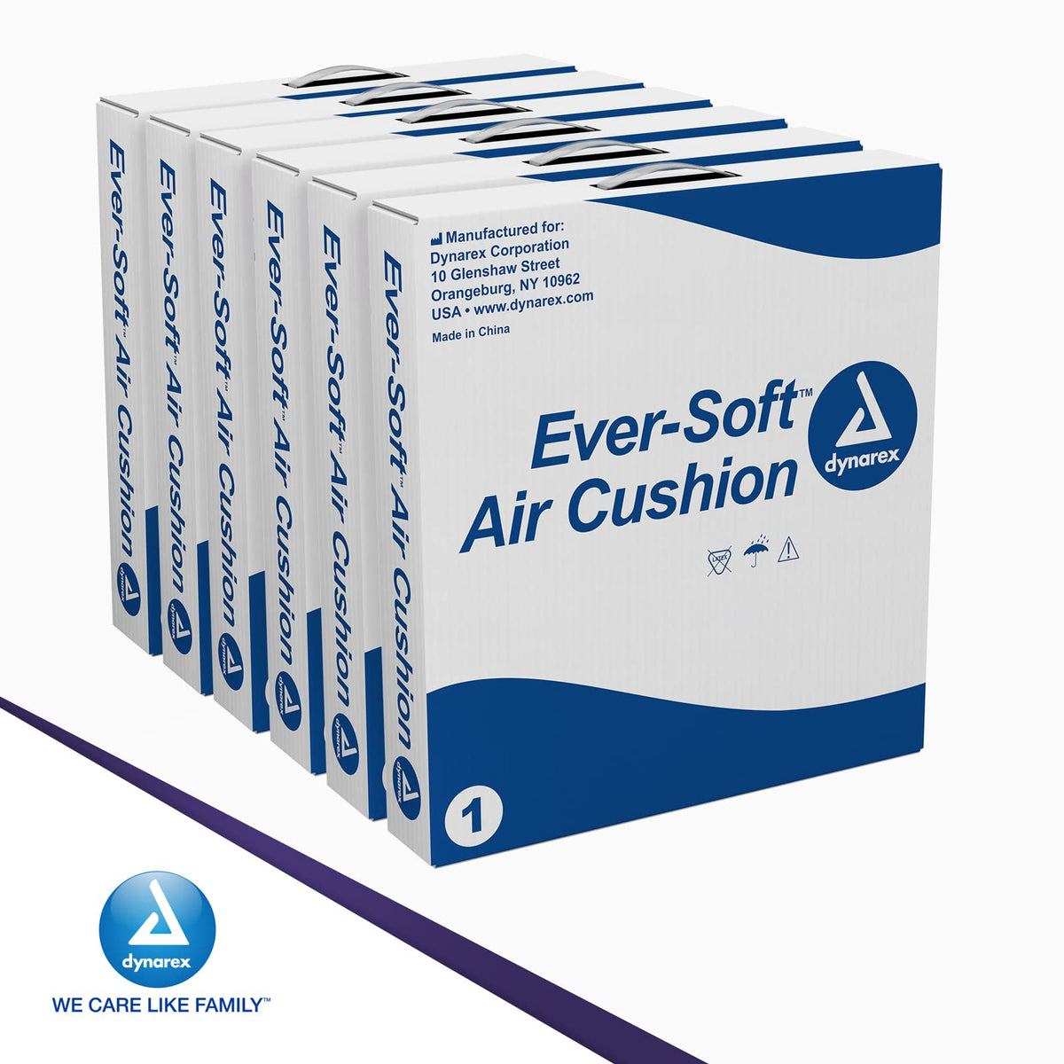 Ever-Soft Air Cushion by Dynarex – 18" Length, 18" Width, 4" Height, Polyvinyl Chloride, Black, Pack of 6, Model 10612-6