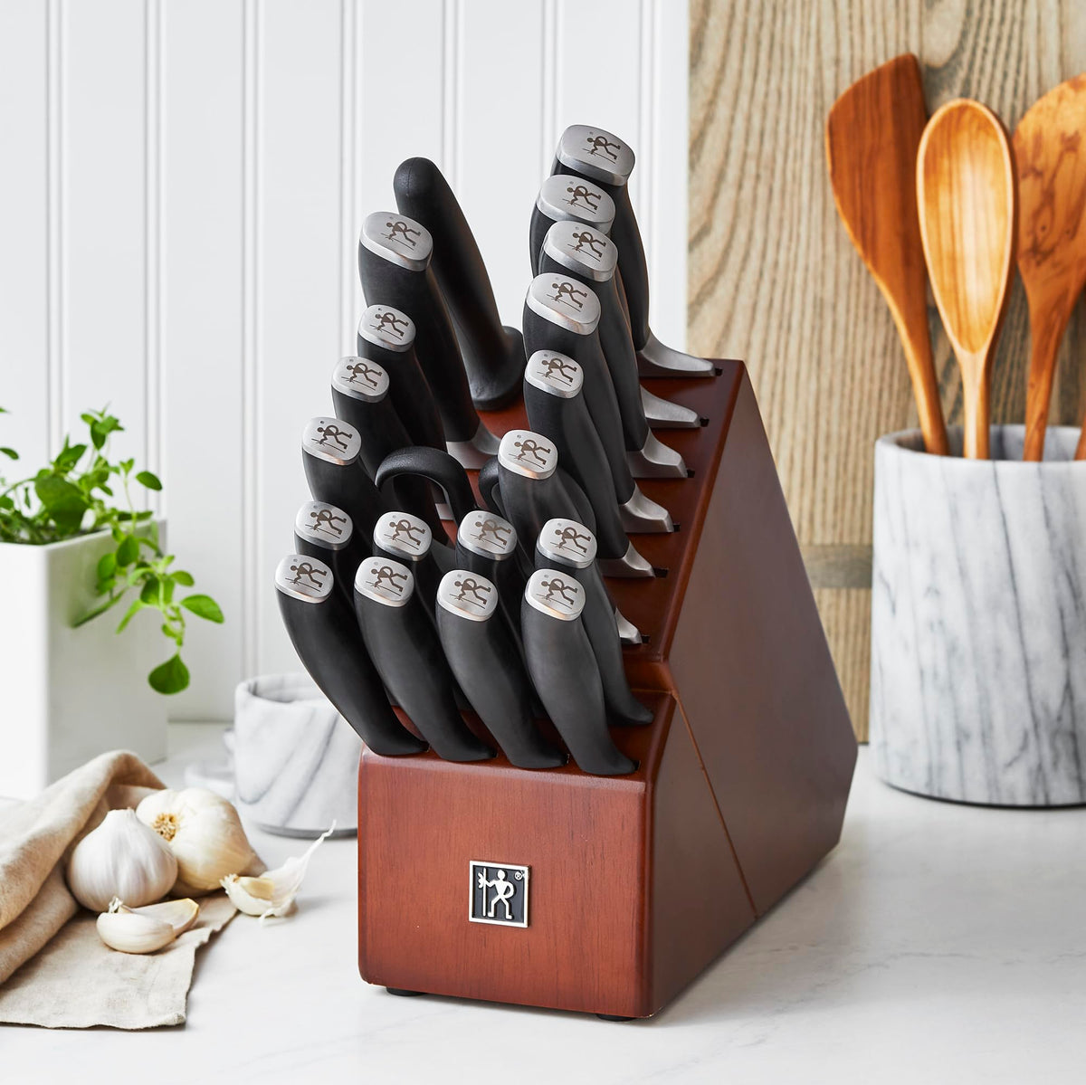 Elan 21-pc Knife Block Set by HENCKELS – 21-pc, Stainless Steel, Brown, Pack of 21, Model 19770-021