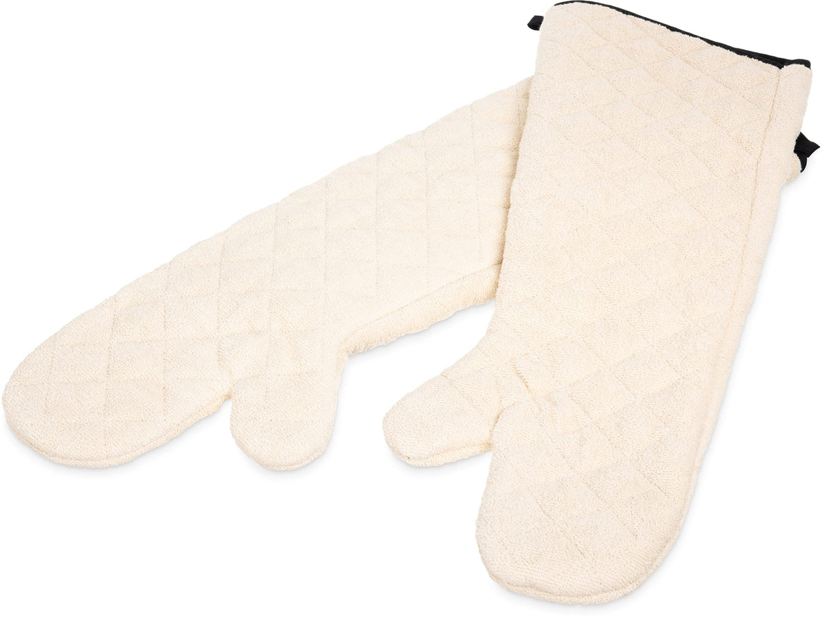 Terry Oven Mitts by San Jamar – 24 Inches, Terry Cloth, Tan, Model 824TM