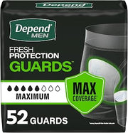 Depend Men Guards Maximum Absorbency - 52 Count, Pack of 2