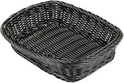 G.E.T. 11 1/2" x 8 1/2" Black Rectangular Polyweave Poly Cord Bread Basket