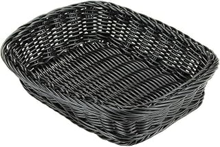 G.E.T. 11 1/2" x 8 1/2" Black Rectangular Polyweave Poly Cord Bread Basket