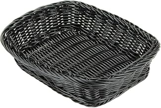 G.E.T. 11 1/2" x 8 1/2" Black Rectangular Polyweave Poly Cord Bread Basket