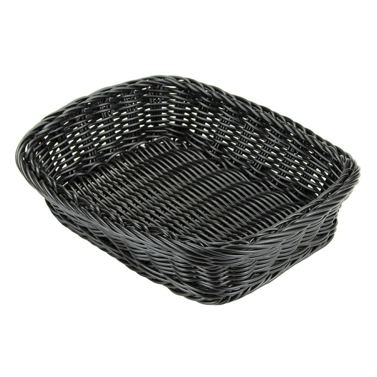 G.E.T. 11 1/2" x 8 1/2" Black Rectangular Polyweave Poly Cord Bread Basket by GET – 11.5" x 8.5" (Rectangular), PP (Polypropylene), Black, Model WB-1508-BK