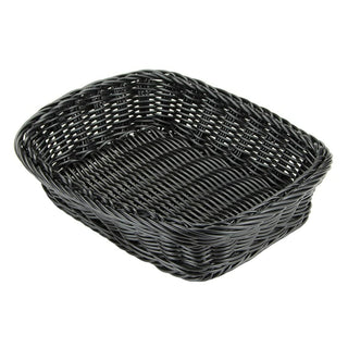G.E.T. 11 1/2" x 8 1/2" Black Rectangular Polyweave Poly Cord Bread Basket by GET – 11.5" x 8.5" (Rectangular), PP (Polypropylene), Black, Model WB-1508-BK