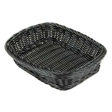 G.E.T. 11 1/2" x 8 1/2" Black Rectangular Polyweave Poly Cord Bread Basket by GET – 11.5" x 8.5" (Rectangular), PP (Polypropylene), Black, Model WB-1508-BK