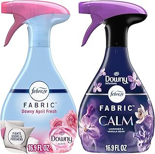 Febreze Odor-Fighting Fabric Refresher, Liquid, White, Downy Calm and Downy April Fresh, 16.9oz, 2 Pack