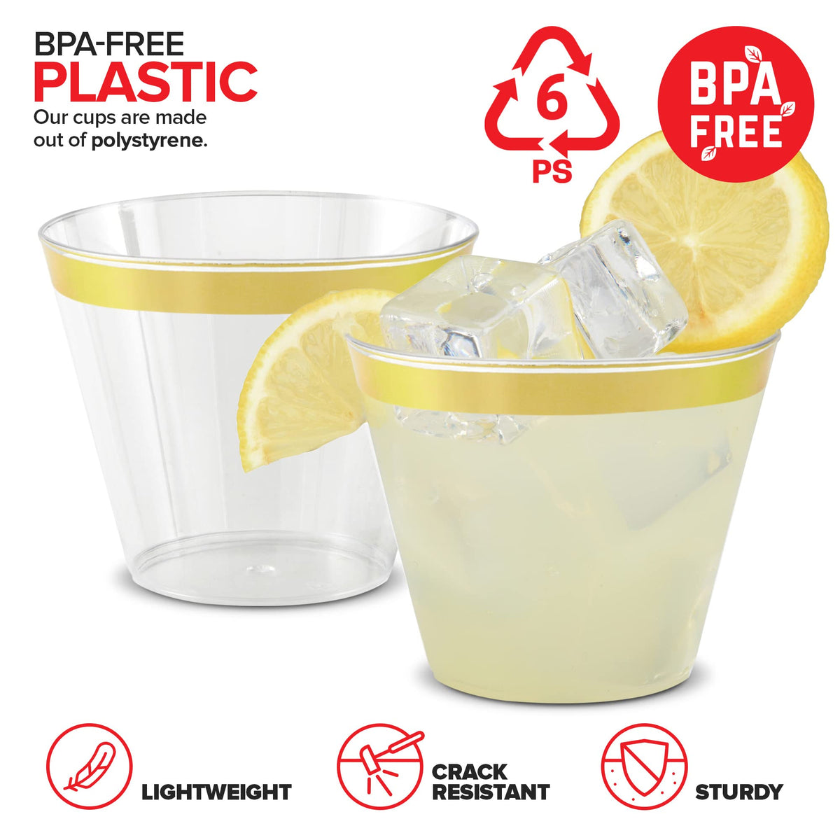 Stock Your Home 100 Count / Gold Rim / Fine Cups