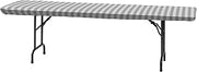 Creative Converting Gray and White Buffalo Check 29" x 72" Plastic Stay Put Tablecloths, 1 ct