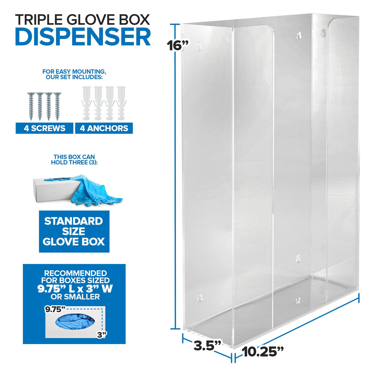 Stock Your Home Triple Stack / 1 Count / Clear Lab Supply Dispensers
