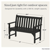 Vineyard 48" Bench by Polywood – 48", Plastic, Black, Model GNB48BL