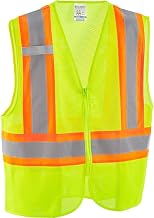 Global Industrial Class 2 Hi-Vis Safety Vest, 2 Pockets, Two-Tone, Mesh, Lime, S/M