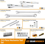 243 Pc 12Pt Mechanics Tool Set in 3 Drawer Storage Box by GEARWRENCH – 12 point, Blend, Multi, Model 80972