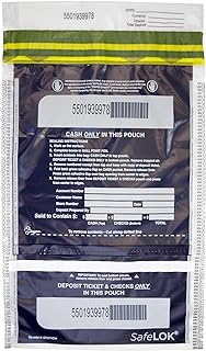 ControlTek SafeLok Deposit Bags, 10" x 15", Clear, Vertical, 100 Bags