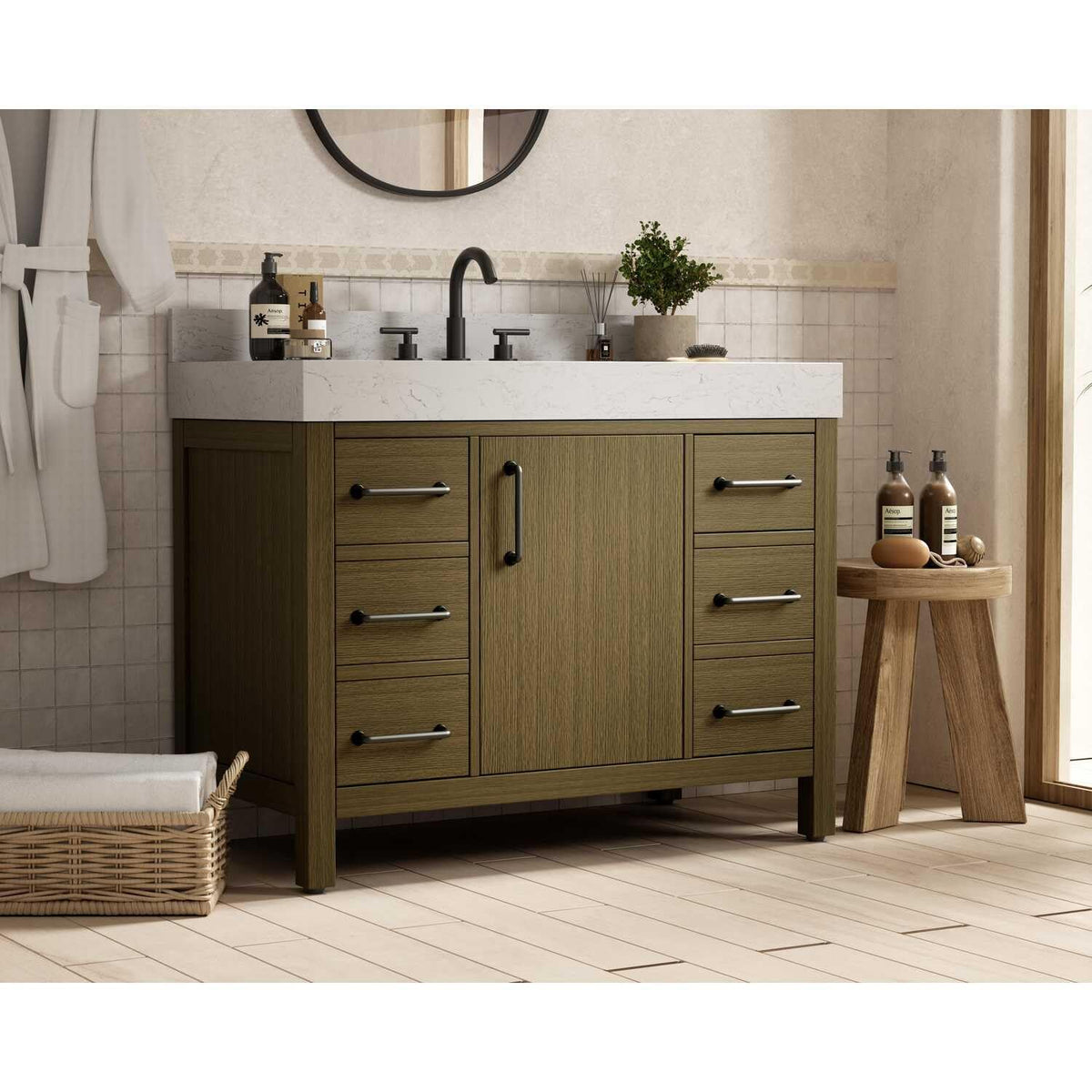 Elegant Kitchen and Bath 42" Single Bathroom Vanity in Chestnut Brown by Elegant Lighting – unspecified, Wood, Chestnut Brown, Model VF60642MCB-BS