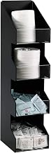 DISPENSE-RITE VCO-4 Four Section Countertop Vertical Lid/Condiment Organizer, Polystyrene, White, 9" L x 9" W x 25" H