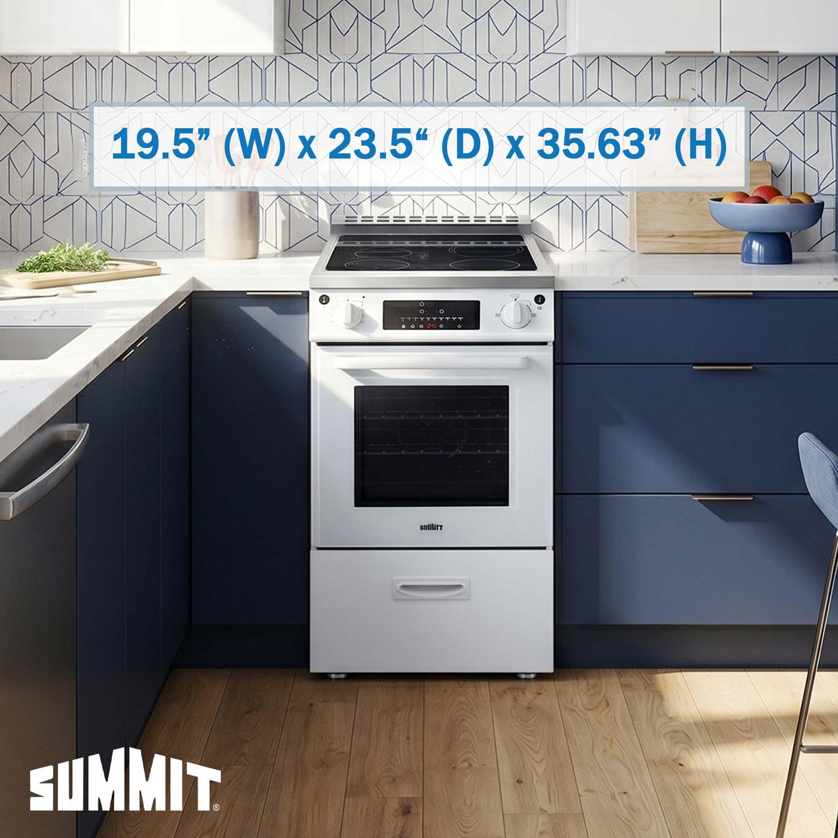 Summit 20" Induction Range by Summit Appliance – 20 Inch, 2.09 cubic_feet, White, Model REN20SS4