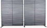 Elara, Screen with Natural Black Hardwood Slats, Sturdy Aluminum Build, Black