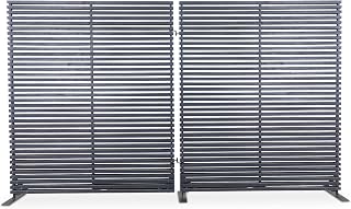 Elara, Screen with Natural Black Hardwood Slats, Sturdy Aluminum Build, Black
