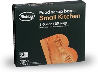 BioBag (USA), The Original Compostable Bag, 3 Gallon, 300 Total Count (12 Boxes of 25 Count), 100% Certified Compostable Kitchen Food Scrap Bags, Kitchen Compost Bin Compatible