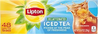 Lipton Decaf Black Iced Tea Bags, Family Size Zero Calories, 48 Total Tea Bags