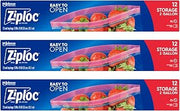 Ziploc Double Zipper Storage Bag, 2 Gallon Jumbo, 12-Count(Pack of 3), Multicolor, Ziplock