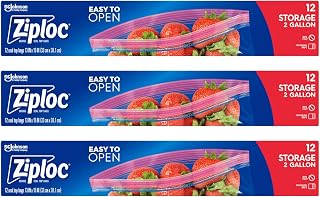 Ziploc Double Zipper Storage Bag, 2 Gallon Jumbo, 12-Count(Pack of 3), Multicolor, Ziplock