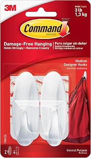 Command Medium Designer Hooks, 2 Hooks, 4 Strips