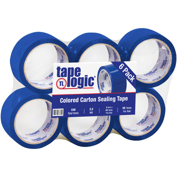 2 Inch x 55 Yards Blue Packing Tape by Tape Logic – 6 Pack, polypropylene, Blue, Pack of 6, Model TLT90122B6PK