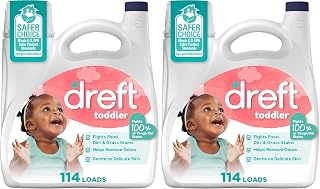 Dreft Toddler Liquid Laundry Detergent, Gentle on Sensitive Skin Laundry Soap, 150 fl oz, 114 Loads (Packaging May Vary) (Pack of 2)