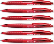 Schneider Suprimo Ballpoint Pen with Rubber Grip & Medium Tip, Red 6 Pack | Retractable, Refillable, Smooth Everyday Writing, Waterproof ISO-Certified Ink, Document Proof, Ideal for Office, Work, Home