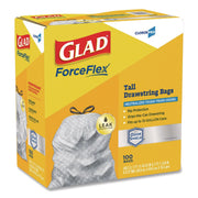 ForceFlexPlus Tall Kitchen Drawstring Trash Bags -13 Gallon White Trash Bag by Glad – 1 Count (Pack of 600), 13.0 gallons, Plastic, White, Pack of 6