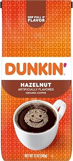 Dunkin' Donuts Medium Roast Ground Coffee, Hazelnut (Pack of 4)