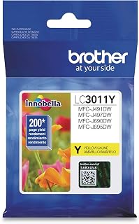 Brother Printer LC3011Y Single Pack Standard Cartridge Yield Up to 200 Pages LC3011 Ink Yellow