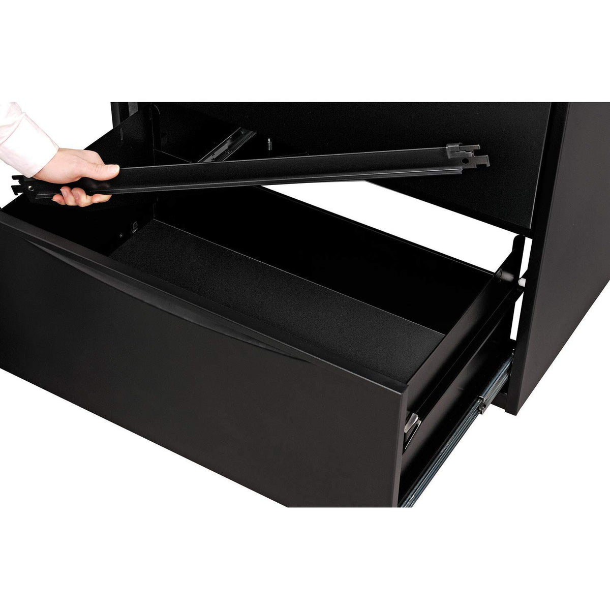30" W Premium Lateral File Cabinet by Global Industrial – 30 inches (W) x 28 inches (H) x 18 inches (D), Alloy Steel, Black, Model LF-30-2D-BLACK
