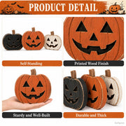 Earligrow Wood Pumpkin Set, Distressed Finish, Black and Orange