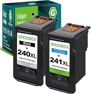 GREENBOX PG-240XL CL-241XL Ink Cartridges Combo Pack 240XL 241XL, 2 Pack | Replacement for Canon 240 241 Ink for Pixma MG3600 MG3620 MG3220 MG3520 MG3522 MX432 MX472 MX512 MX532 TS5120 Printer