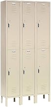 Global Industrial Double Tier Locker, 12x18x36, 6 Door, Unassembled, Tan