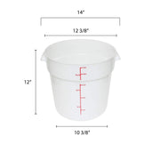 18 quart round food storage container by Thunder Group – 18.0 quarts, Polypropylene, White, Model PLRFT318PP