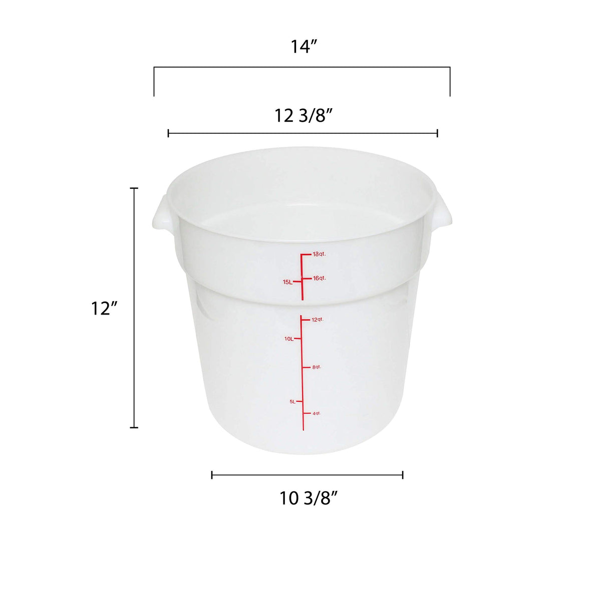 18 quart round food storage container by Thunder Group – 18.0 quarts, Polypropylene, White, Model PLRFT318PP