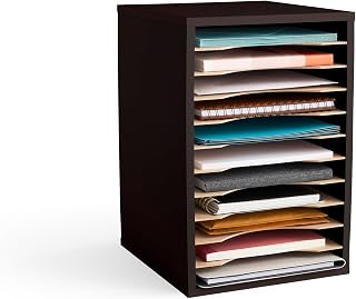 Safco Products Vertical Desktop Sorter, 11 Compartment, Black