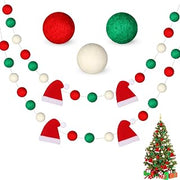 Hosuly Christmas Santa Hat Felt Ball Garland 8.3 ft Pompom Garland Red White Green Pompom Banner Pom Pom Hanging Decorations for Christmas Tree Home Fireplace Window Indoor Outdoor