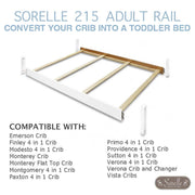 Full Size Adult Bed Rails by Sorelle – 76" X 55" X 46", Wood, Vintage White, Model 215-VW
